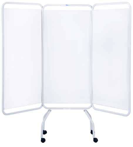 White 3 Panel Screen with Casters