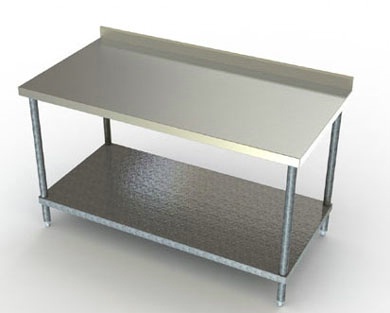 24in Wide SS Work Table Galvanized Undershelf  2 34in Backsplash